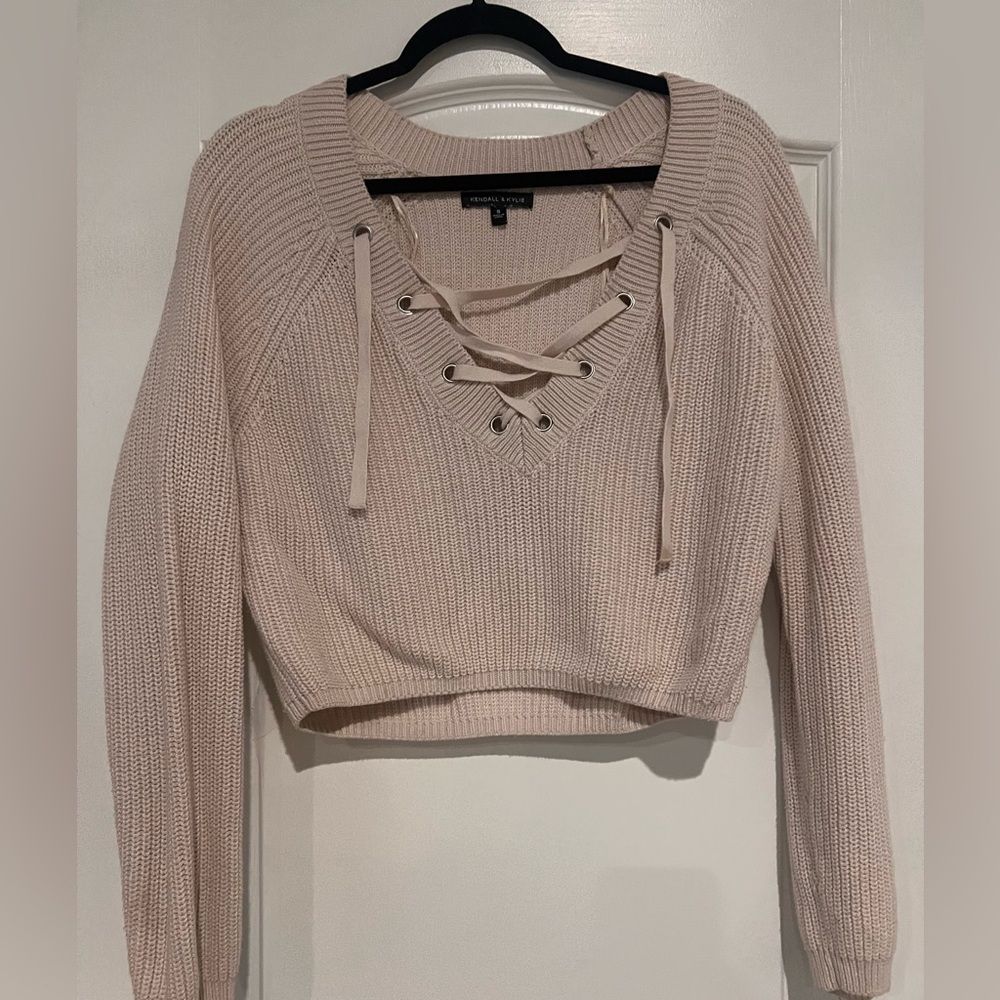 Kendall & Kylie Cream Knit Sweater